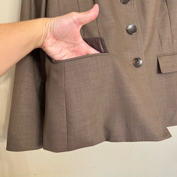 Kasper Women 2-Piece Brown Pant Blazer Suit Size 16 Business Career Professional - Picture 9 of 16